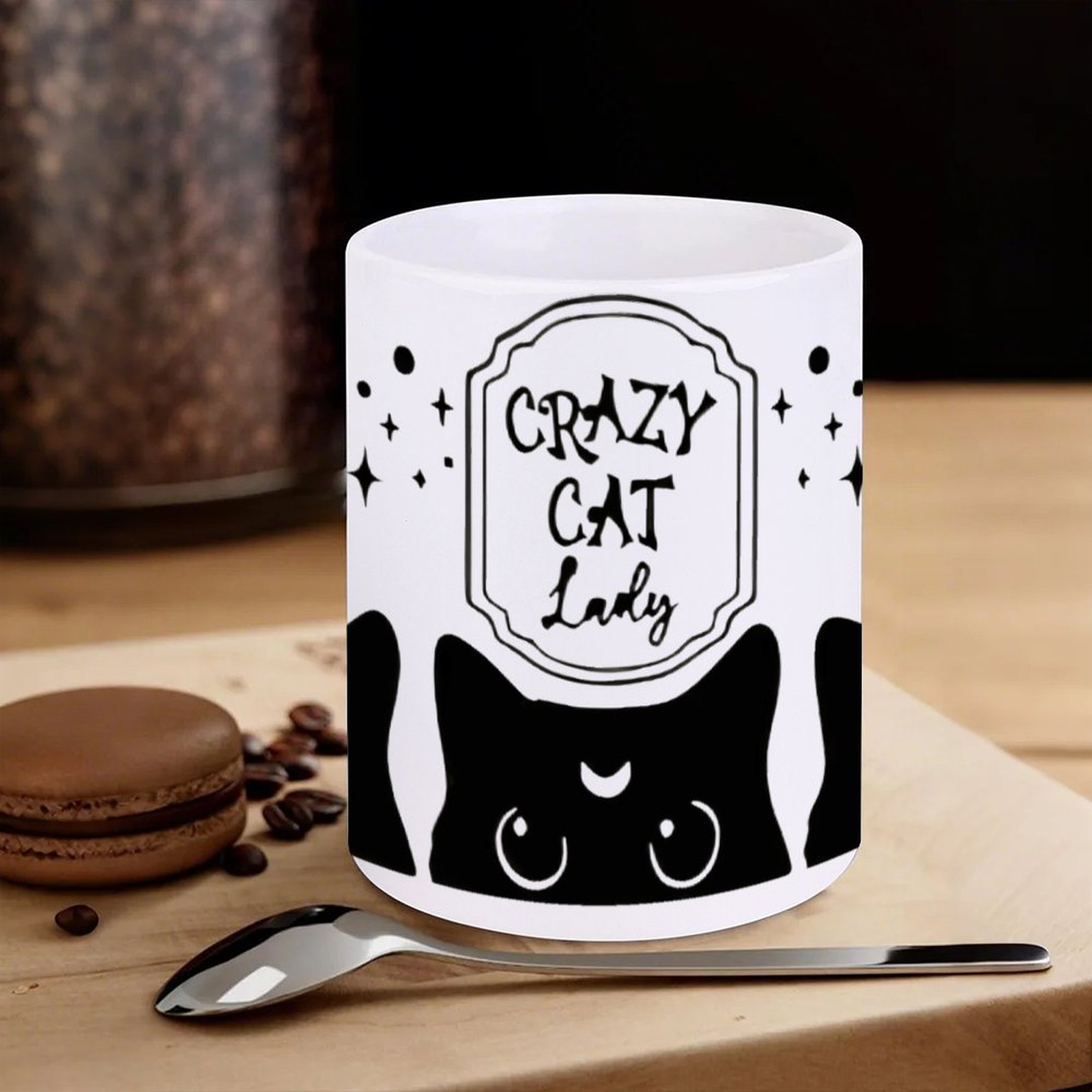 Three Black Cats With Crescent – Sublimation Mug White recenzja i cena