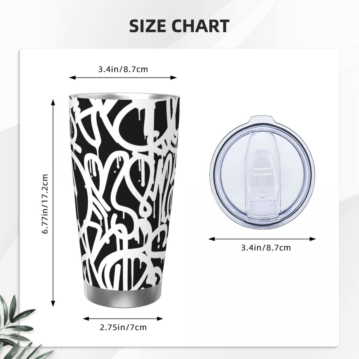 Black And White Graffiti Stain – Tumbler 20Oz White recenzja i cena