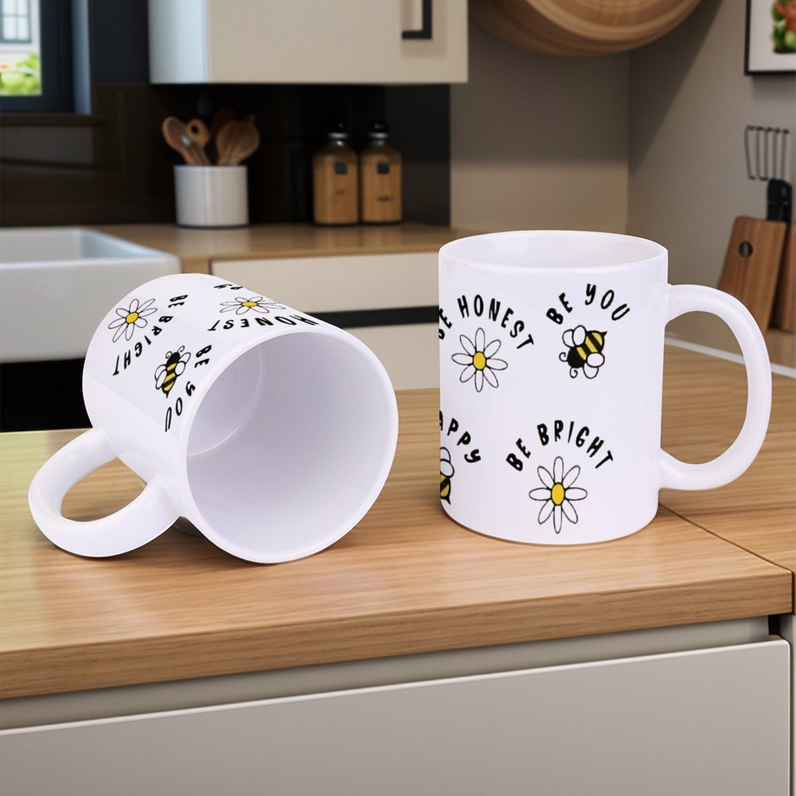 Four Stickers With Bees And Da – Sublimation Mug White recenzja i cena