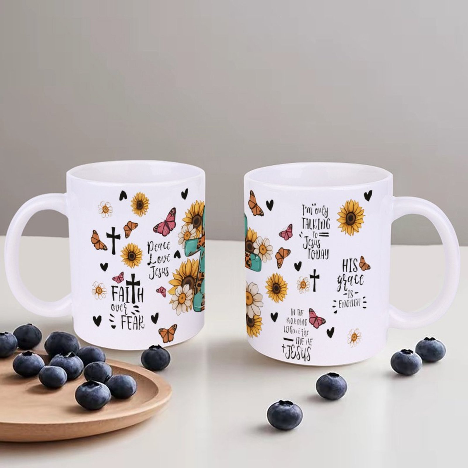 A Cross Surrounded By Sunflowe – Sublimation Mug White recenzja i cena