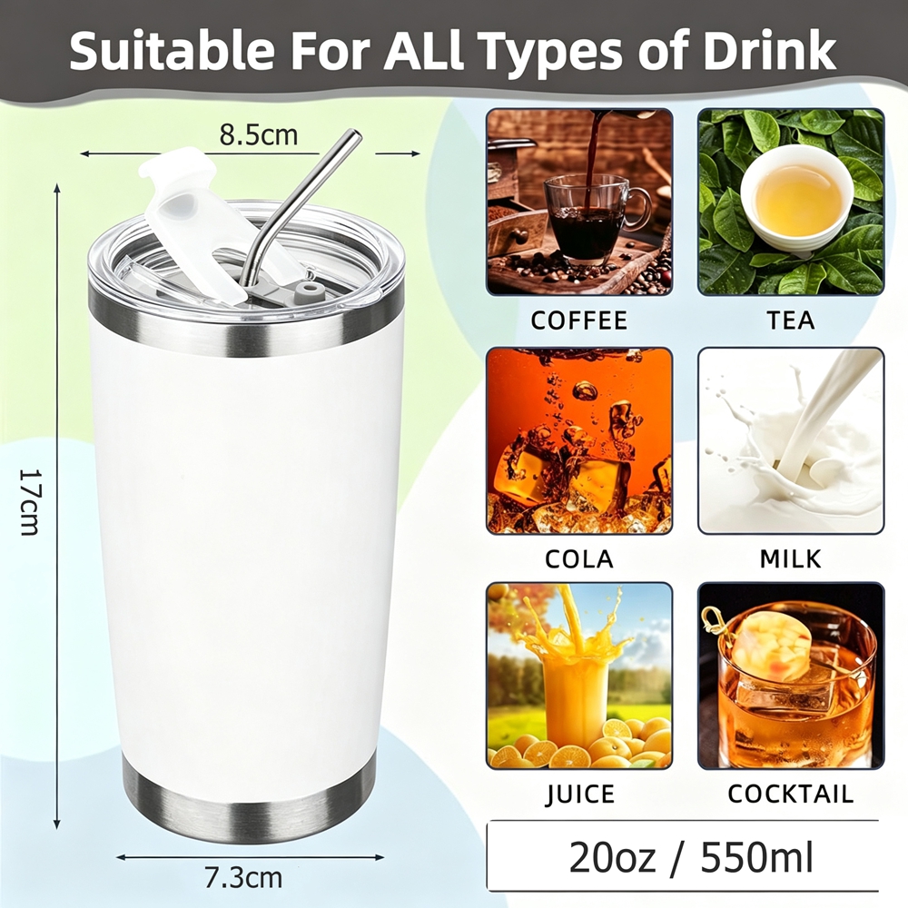 20oz Tumbler Mug with Lid and  – Tumbler 20Oz White recenzja i cena